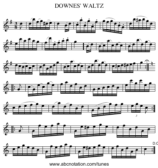 DOWNES' WALTZ - staff notation
