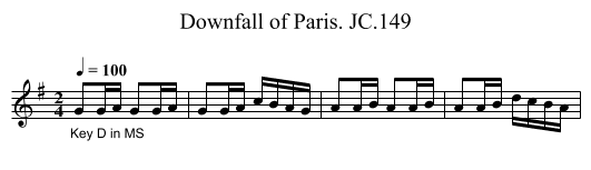 Downfall of Paris. JC.149 - staff notation