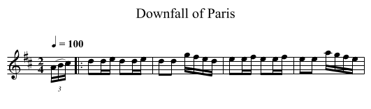 Downfall of Paris - staff notation