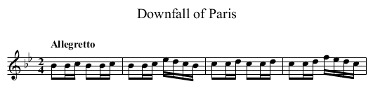 Downfall of Paris - staff notation