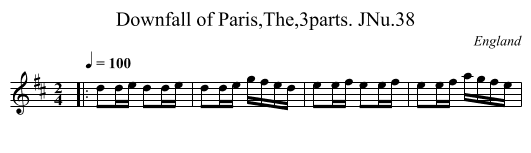 Downfall of Paris,The,3parts. JNu.38 - staff notation