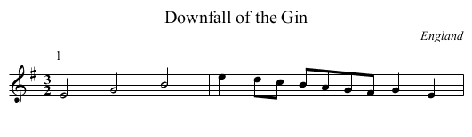 Downfall of the Gin - staff notation