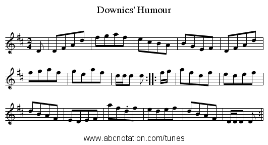 Downies' Humour - staff notation