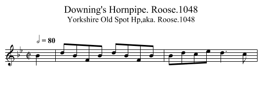 Downing's Hornpipe. Roose.1048 - staff notation