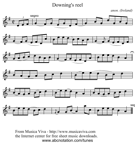 Downing's reel - staff notation