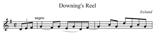 Downing's Reel - staff notation