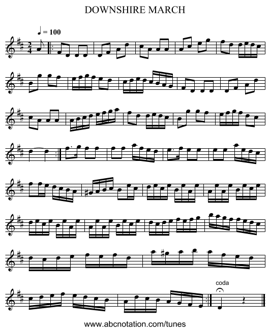 DOWNSHIRE MARCH - staff notation