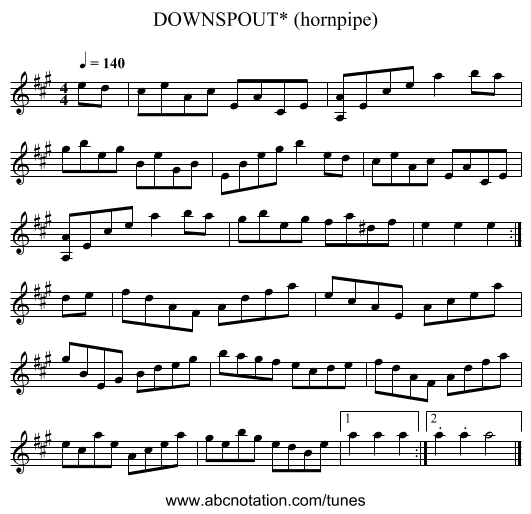 DOWNSPOUT* (hornpipe) - staff notation