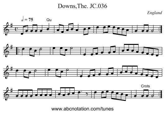 Downs,The. JC.036 - staff notation
