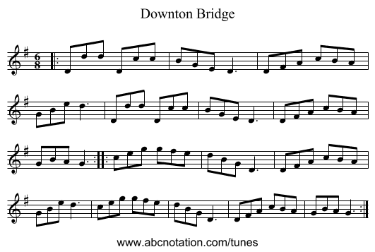Downton Bridge - staff notation