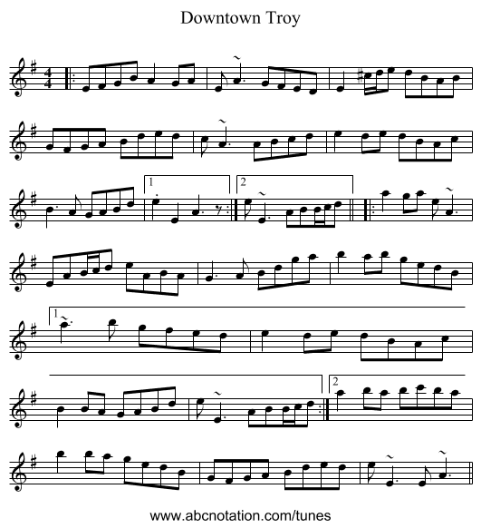 Downtown Troy - staff notation