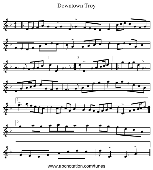Downtown Troy - staff notation