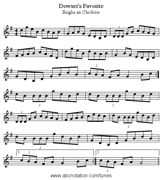 Dowser's Favorite - staff notation
