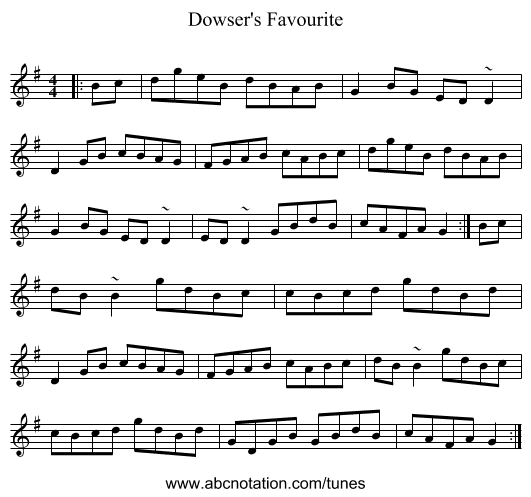 Dowser's Favourite - staff notation