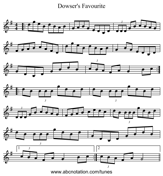Dowser's Favourite - staff notation