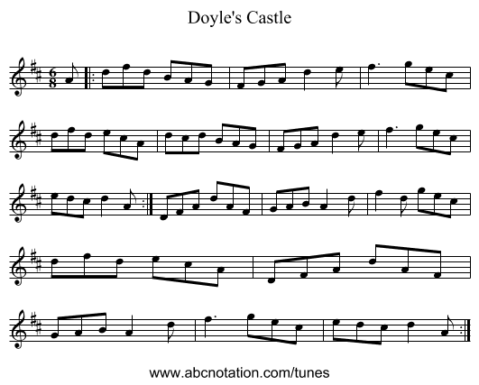 Doyle's Castle - staff notation