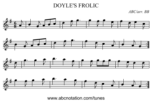 DOYLE'S FROLIC - staff notation