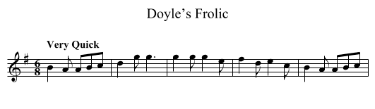 Doyle’s Frolic - staff notation