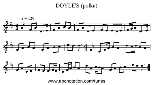 DOYLE'S (polka) - staff notation