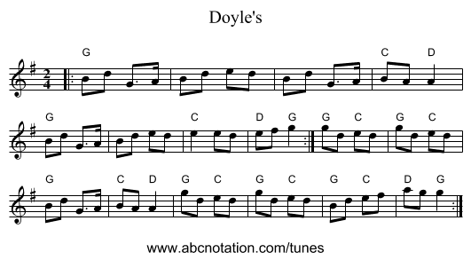 Doyle's - staff notation