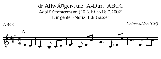 dr AllwÃ¤ger-Juiz  A-Dur.  ABCC - staff notation