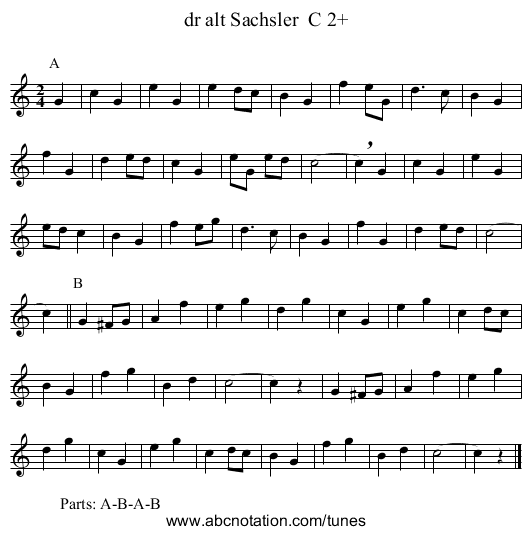 dr alt Sachsler  C 2+ - staff notation