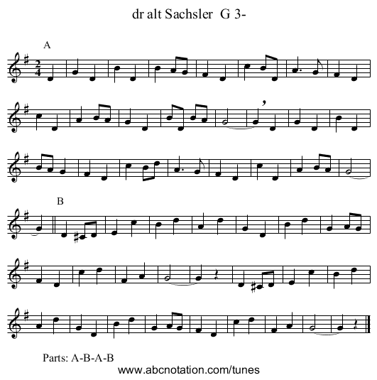 dr alt Sachsler G 3- - staff notation