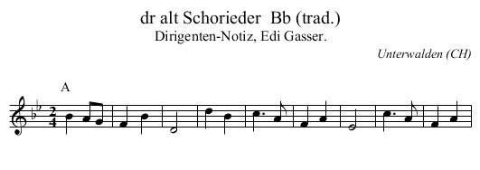 dr alt Schorieder  Bb (trad.) - staff notation