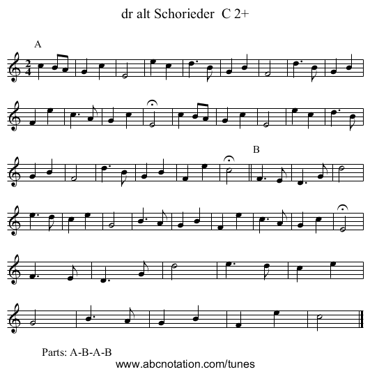 dr alt Schorieder  C 2+ - staff notation