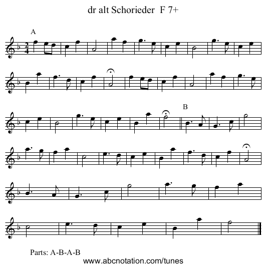 dr alt Schorieder  F 7+ - staff notation