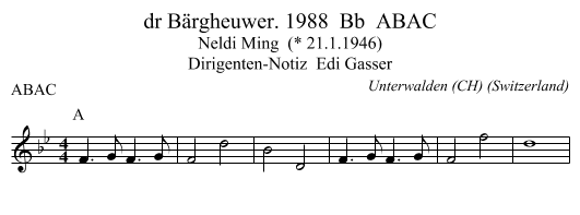 dr Bärgheuwer. 1988  Bb  ABAC - staff notation