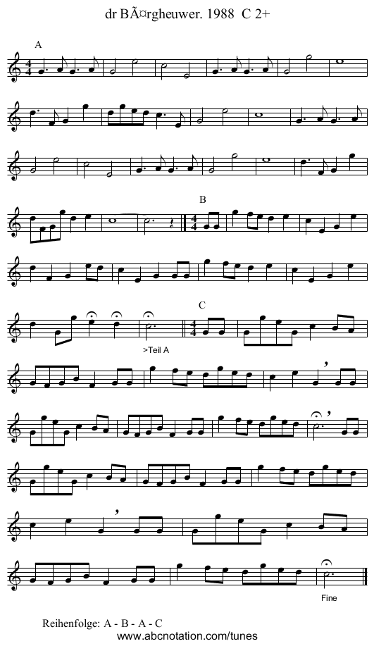 dr Bärgheuwer. 1988 C 2+ - staff notation