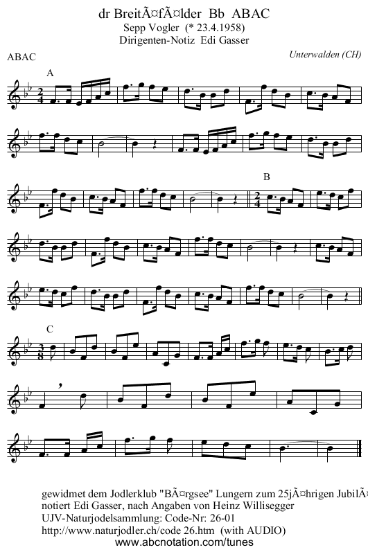dr BreitÃ¤fÃ¤lder  Bb  ABAC - staff notation