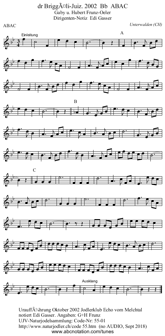 dr Briggäli-Juiz. 2002 Bb ABAC - staff notation
