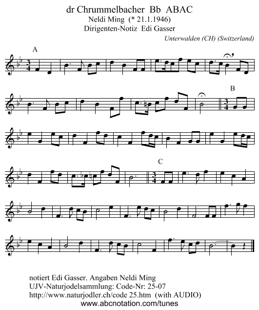 dr Chrummelbacher Bb ABAC - staff notation
