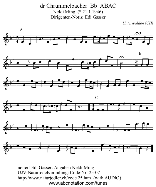 dr Chrummelbacher  Bb  ABAC - staff notation