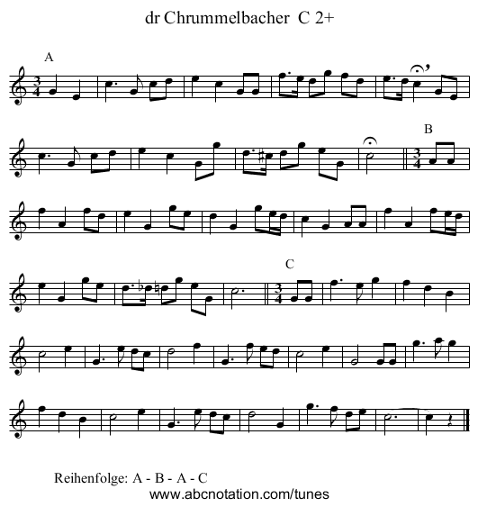dr Chrummelbacher  C 2+ - staff notation