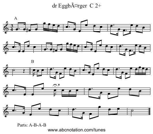 dr EggbÃ¤rger  C 2+ - staff notation
