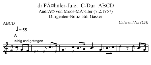 dr FÃ¤hnler-Juiz.  C-Dur  ABCD - staff notation