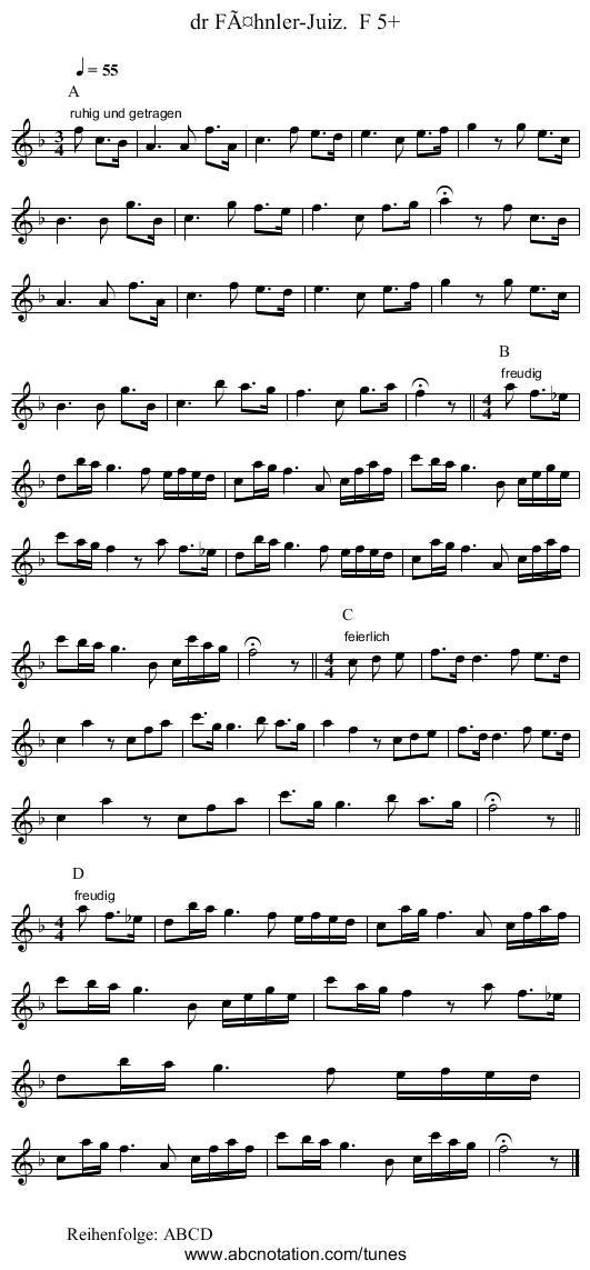 dr FÃ¤hnler-Juiz.  F 5+ - staff notation