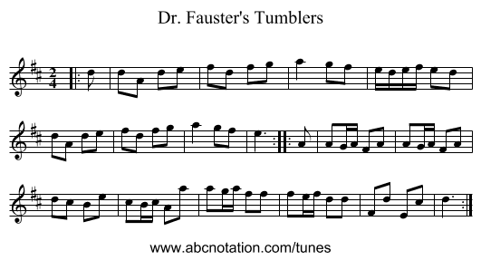 Dr. Fauster's Tumblers - staff notation