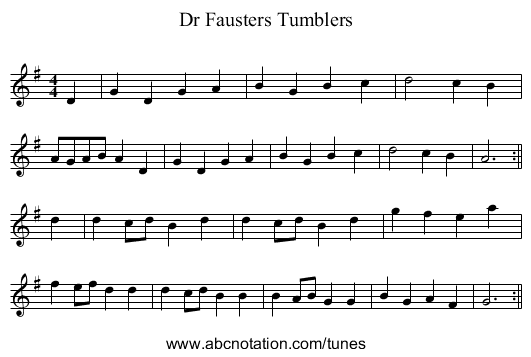 Dr Fausters Tumblers - staff notation