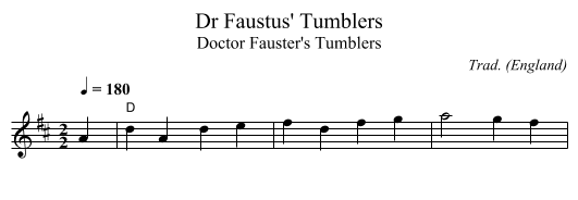Dr Faustus' Tumblers - staff notation