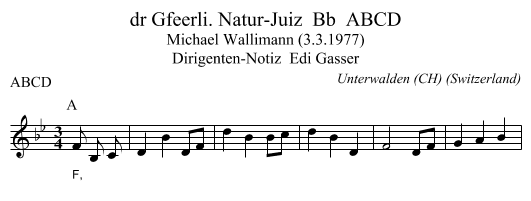 dr Gfeerli. Natur-Juiz  Bb  ABCD - staff notation