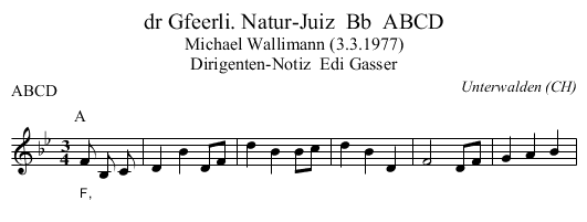 dr Gfeerli. Natur-Juiz  Bb  ABCD - staff notation