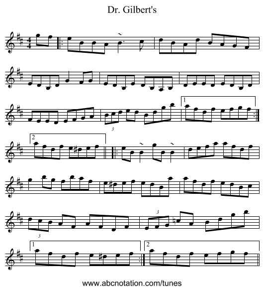Dr. Gilbert's - staff notation