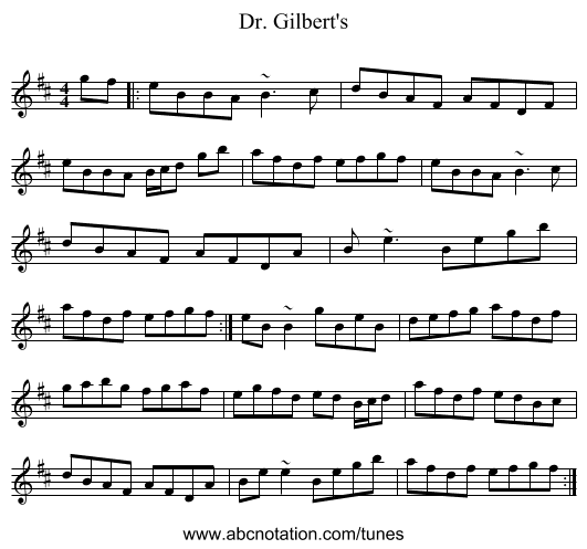 Dr. Gilbert's - staff notation