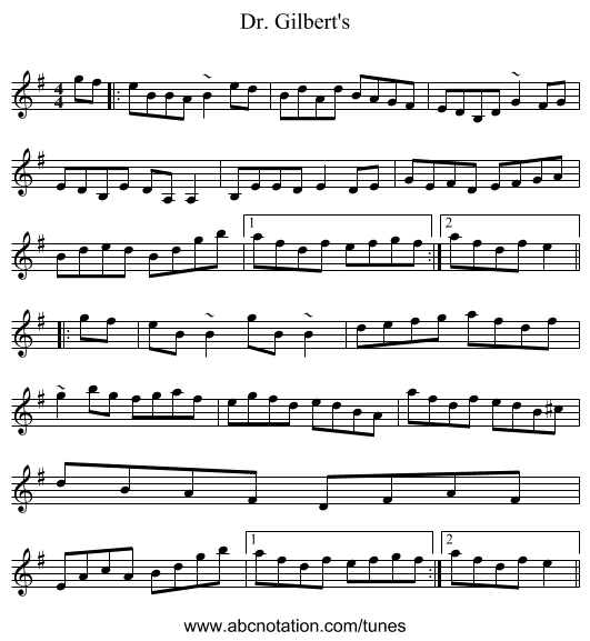 Dr. Gilbert's - staff notation