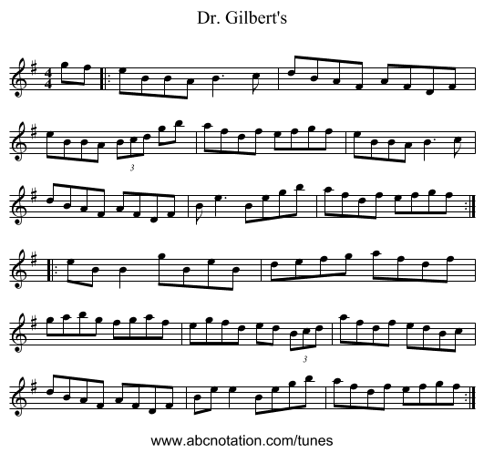 Dr. Gilbert's - staff notation
