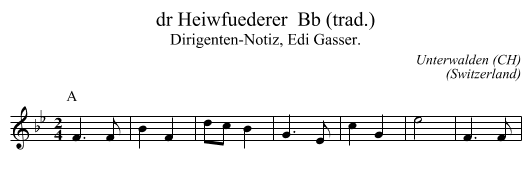 dr Heiwfuederer  Bb (trad.) - staff notation